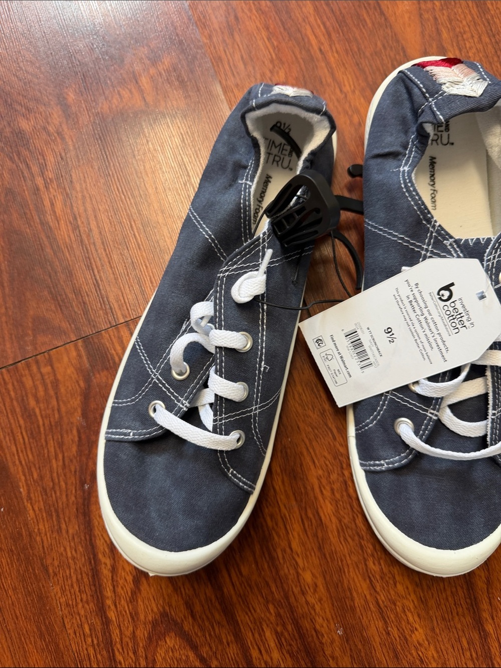 Skechers Navy Canvas Lace-Up Sneakers with White Accents